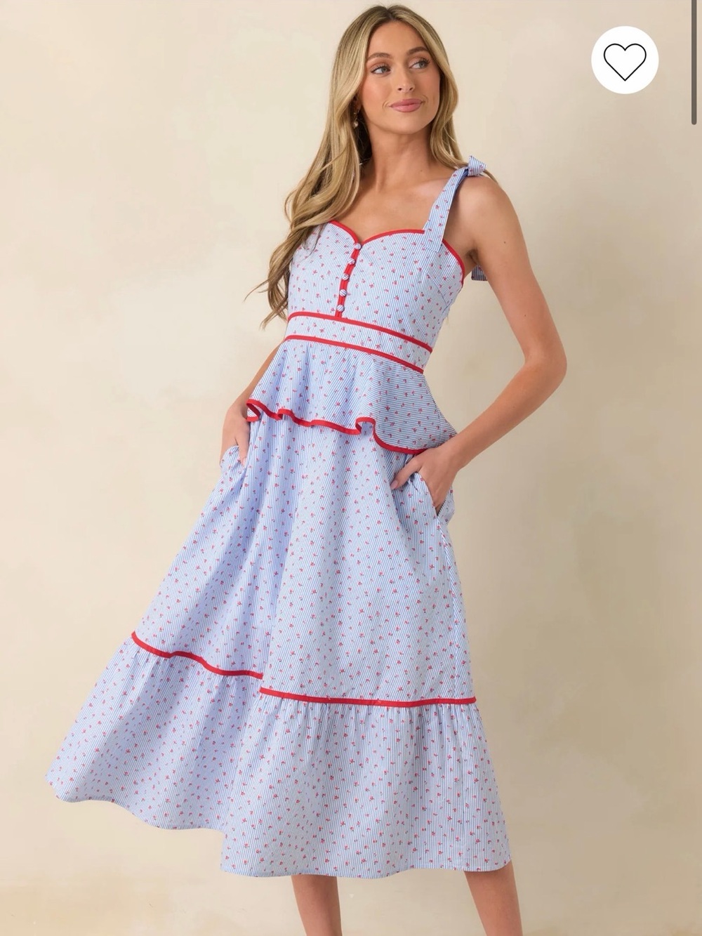 Entro Peplum midi dress with tie shoulder